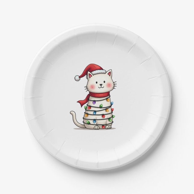 Cat Christmas Tree Christmas (6) Paper Plate (Front)