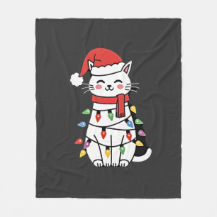 Cat Christmas Tree Christmas (7) Fleece Blanket