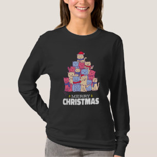 Cat Christmas Tree Christmas Lights Cute Cat Chris T-Shirt