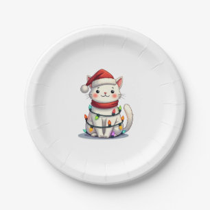 Cat Christmas Tree Christmas Paper Plate