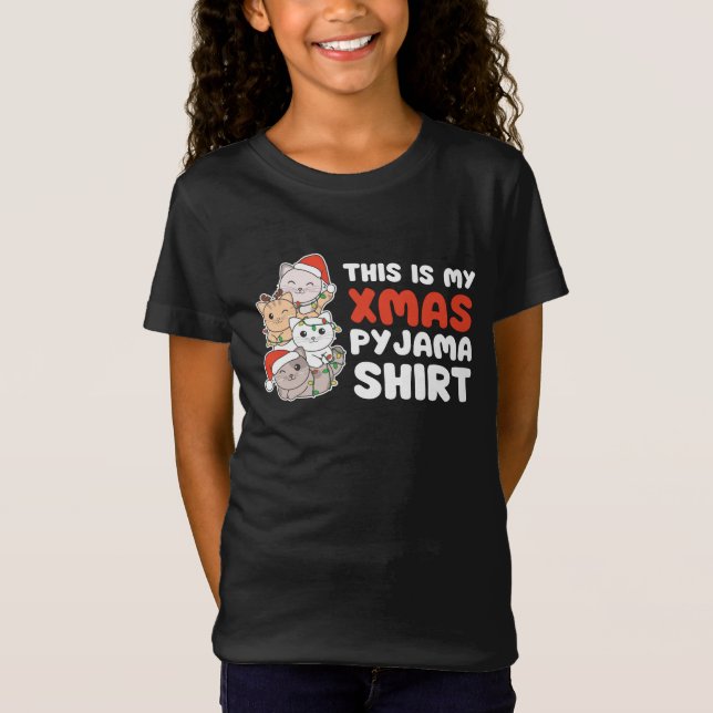 Cat Christmas Tree Christmas Pyjamas T-Shirt (Front)