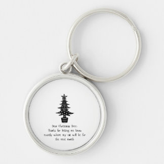 Cat & Christmas Tree Comedy Keychain