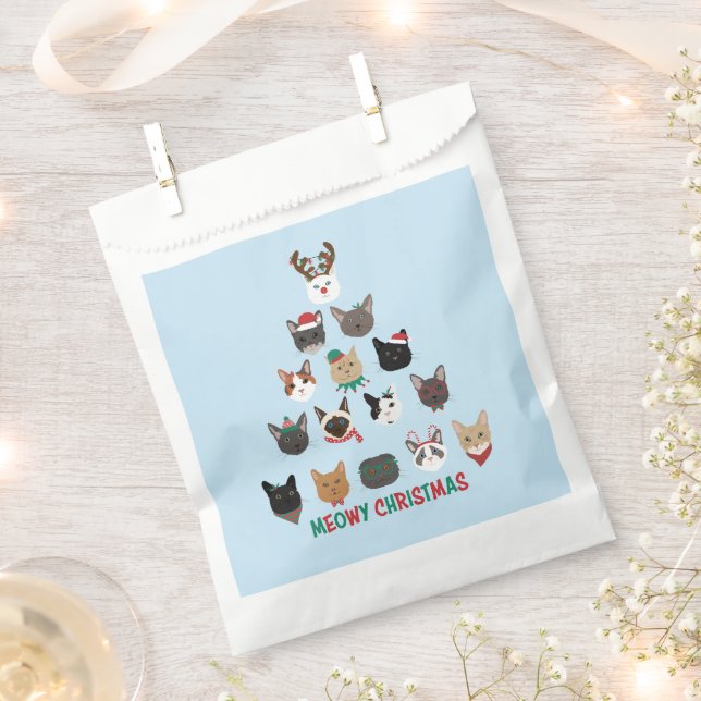 Cat Christmas Tree Favour Bags (Clipped)