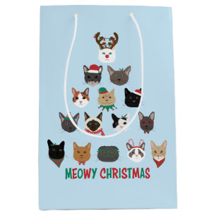 Cat Christmas Tree Medium Gift Bag