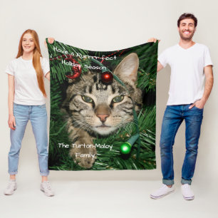 Cat Christmas Tree Name Perfect Holiday Christmas Fleece Blanket