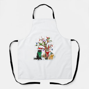 Cat Christmas Tree Ornament Santa Cat Light Cat Ch Apron