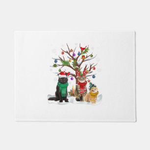 Cat Christmas Tree Ornament Santa Cat Light Cat Ch Doormat