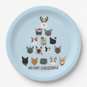 Cat Christmas Tree Paper Plate