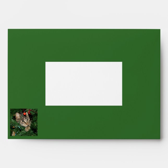 Cat Christmas Tree Perfect Holiday Christmas Card Envelope (Front)