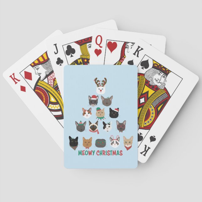 Cat Christmas Tree Playing Cards (Back)