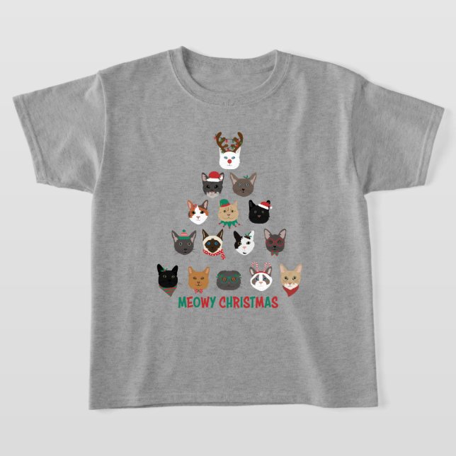 Cat Christmas Tree T-Shirt (Laydown)