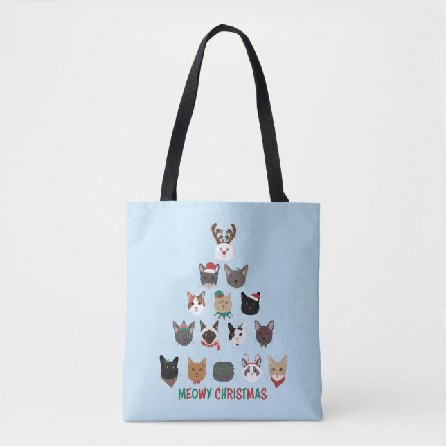 Cat Christmas Tree Tote Bag (Front)