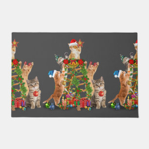 Cat Christmas Tree Ugly Christmas Cat Mom Cat Dad Doormat