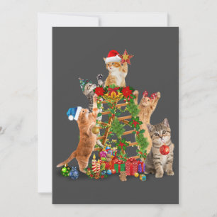 Cat Christmas Tree Ugly Christmas Cat Mum Cat Dad Holiday Card