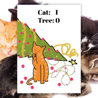 Cat Christmas tree video game funny flat