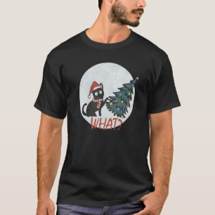 Cat Christmas Tree What knock over tree graphic T-Shirt