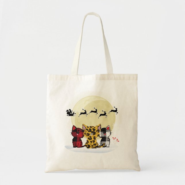 Cat Christmas Watching Santa Tote Bag (Front)