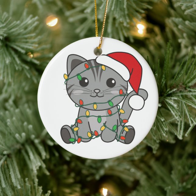 Cat Christmas Winter Animals Cats Ceramic Tree Decoration (Tree)