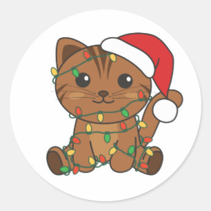 Cat Christmas Winter Animals Cats Classic Round St Sticker