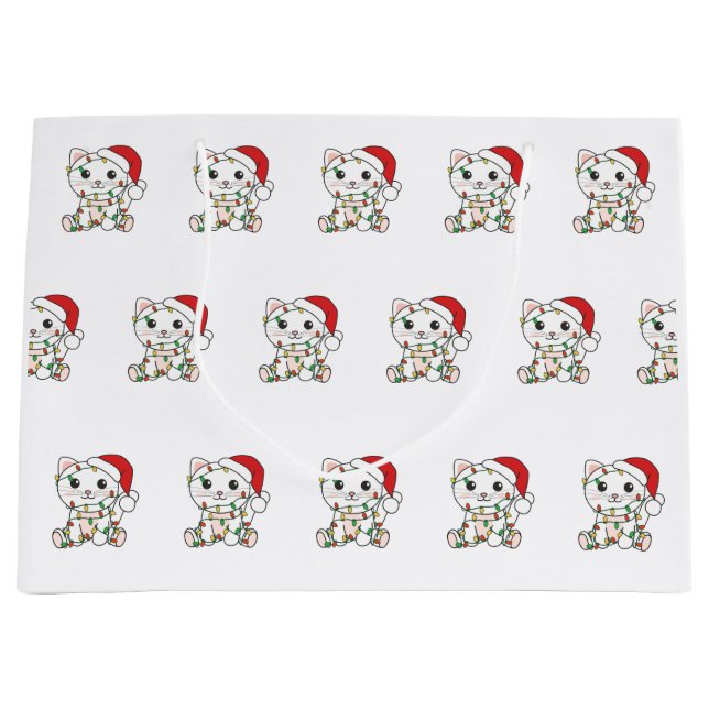Cat Christmas Winter Animals Cats Large Gift Bag (Front)