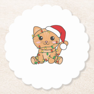 Cat Christmas Winter Animals Cats Paper Coaster