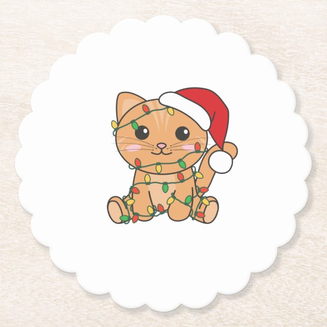 Cat Christmas Winter Animals Cats Paper Coaster (Front)