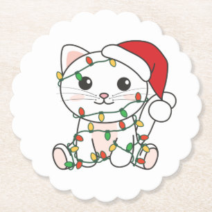 Cat Christmas Winter Animals Cats Paper Coaster