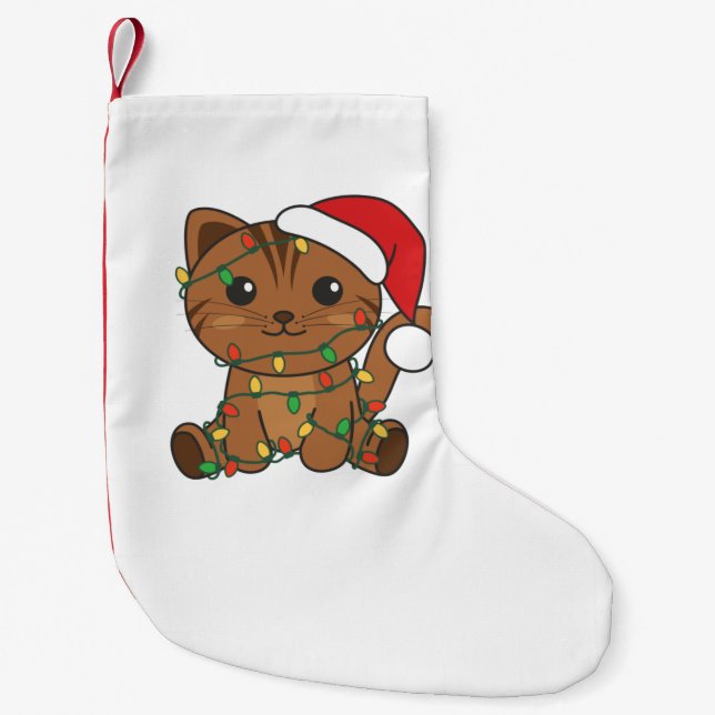Cat Christmas Winter Animals Cats Small Christmas Stocking (Front)