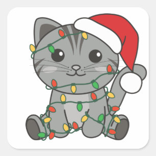 Cat Christmas Winter Animals Cats Square Sticker