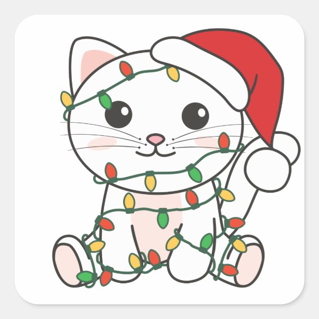 Cat Christmas Winter Animals Cats Square Sticker (Front)