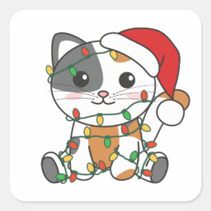 Cat Christmas Winter Animals Cats Square Sticker