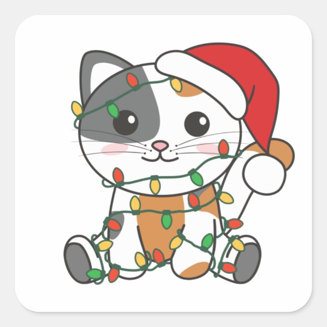 Cat Christmas Winter Animals Cats Square Sticker (Front)