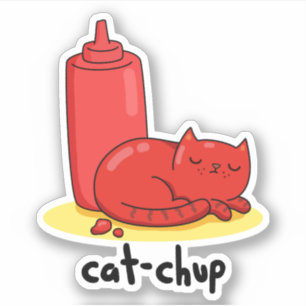 Cat-chup Funny Red Ketchup Cat Pun 