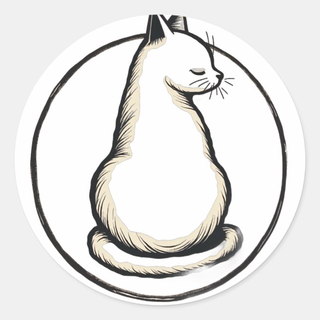 Cat Circle Classic Round Sticker (Front)