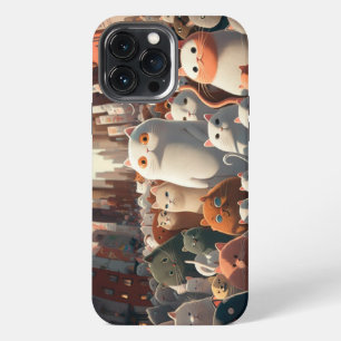 Cat City Cartoon Crowd iPhone 13 Pro Max Case
