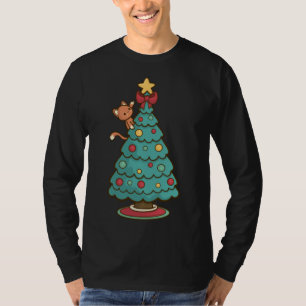Cat Climbing Christmas Tree - Cute Kitten Santa T-Shirt