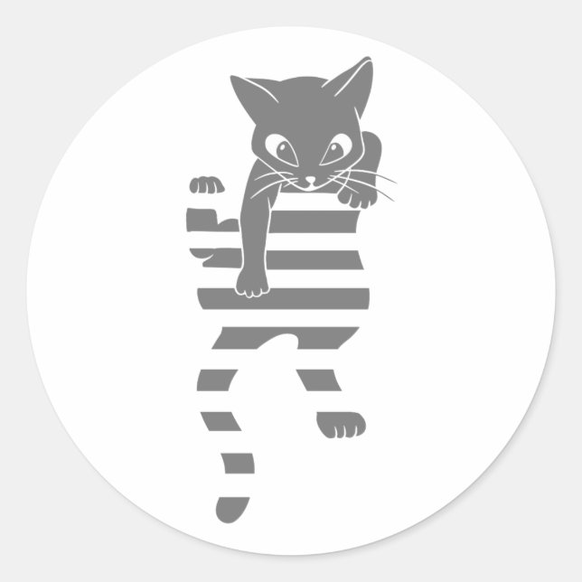 Cat climbing page lines - Choose background colour Classic Round Sticker (Front)