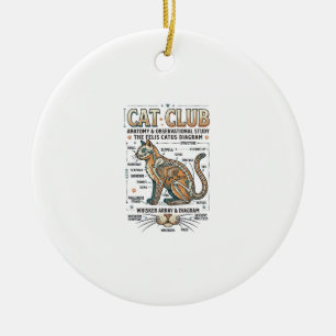 Cat Club Cat Anatomy Scientific Diagram Vintage Ve Ceramic Tree Decoration