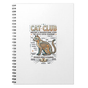 Cat Club Cat Anatomy Scientific Diagram Vintage Ve Notebook