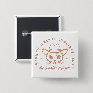Cat coastal cowgirl club country brown aesthetic 15 cm square badge