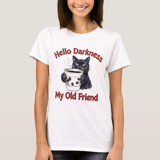 Cat Coffee Funny Caffeine Addict T-Shirt (Front)