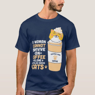 Cat Coffee Funny T-Shirt