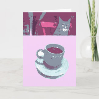 Cat & Coffee Greeting Card