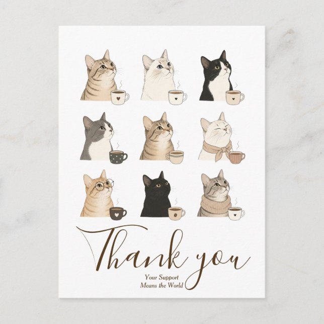 cat coffee pet lover kitty gift for him postcard (Front)