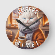 Cat Coffee Time Clock