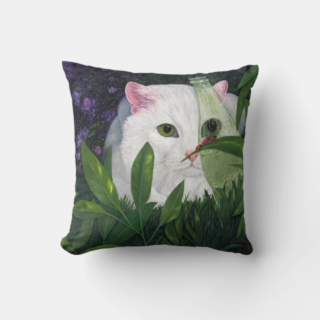 Cat, Coke Bottle and Ladybugs Cushion (Front)