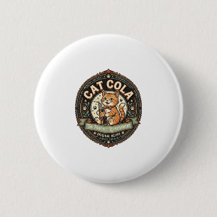 Cat Cola Cat Soda Pop Beverage Label Cat Vintage V 6 Cm Round Badge
