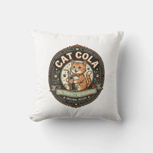 Cat Cola Cat Soda Pop Beverage Label Cat Vintage V Cushion