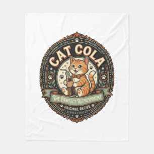 Cat Cola Cat Soda Pop Beverage Label Cat Vintage V Fleece Blanket