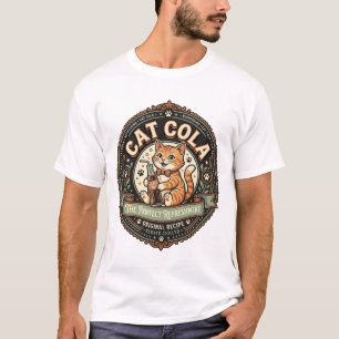 Cat Cola Cat Soda Pop Beverage Label Cat Vintage V T-Shirt